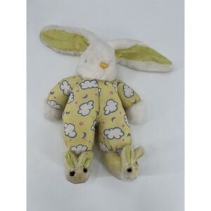 Vintage 1990 Wang's Yellow Bunny‎ Rabbit Wearing Pajamas Slippers Plush